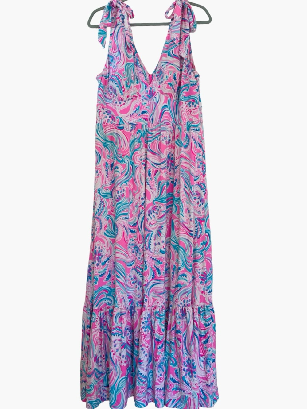 Lilly Pulitzer V-Neck Maxi Dress in Pink Swirl Print
